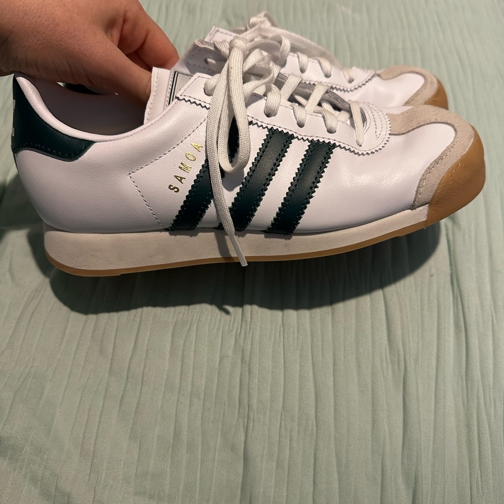 Adidas Samoa White and Green Sneakers